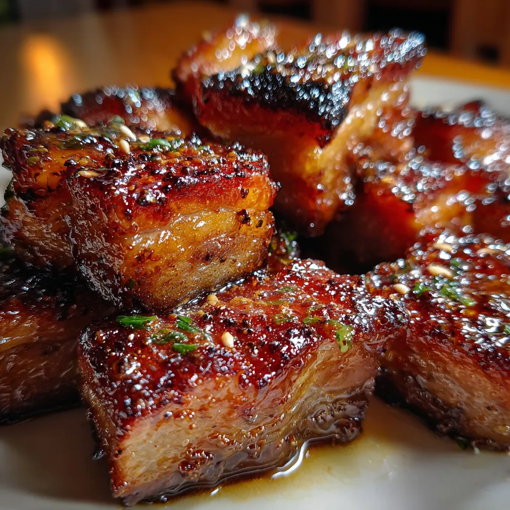 Caramelized Honey Glazed Pork Belly with Crispy Skin and Sweet Aromatic Coating